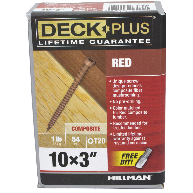 Deck Plus No. 10 X 3 in. L Red Star Flat Head Composite Deck Screws 1 lb