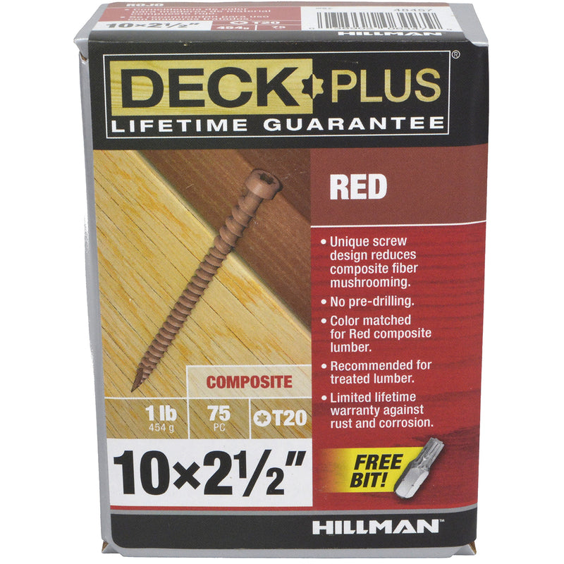 Deck Plus No. 10 X 2-1/2 in. L Red Star Flat Head Composite Deck Screws 1 lb