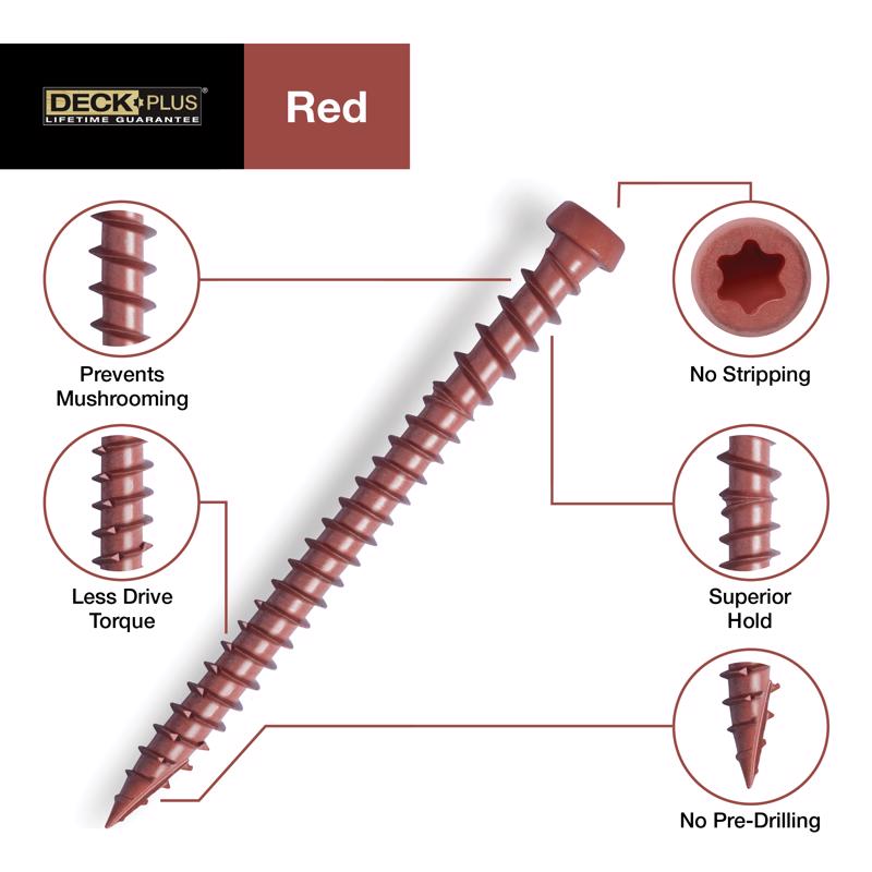 Deck Plus No. 10 X 2-1/2 in. L Red Star Flat Head Composite Deck Screws 1 lb