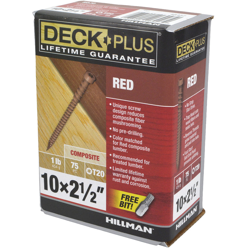 Deck Plus No. 10 X 2-1/2 in. L Red Star Flat Head Composite Deck Screws 1 lb