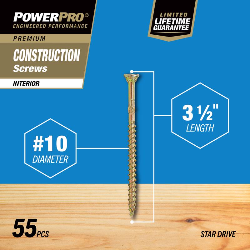 Hillman Power Pro No. 10 X 3-1/2 in. L Star Wood Screws 1 lb
