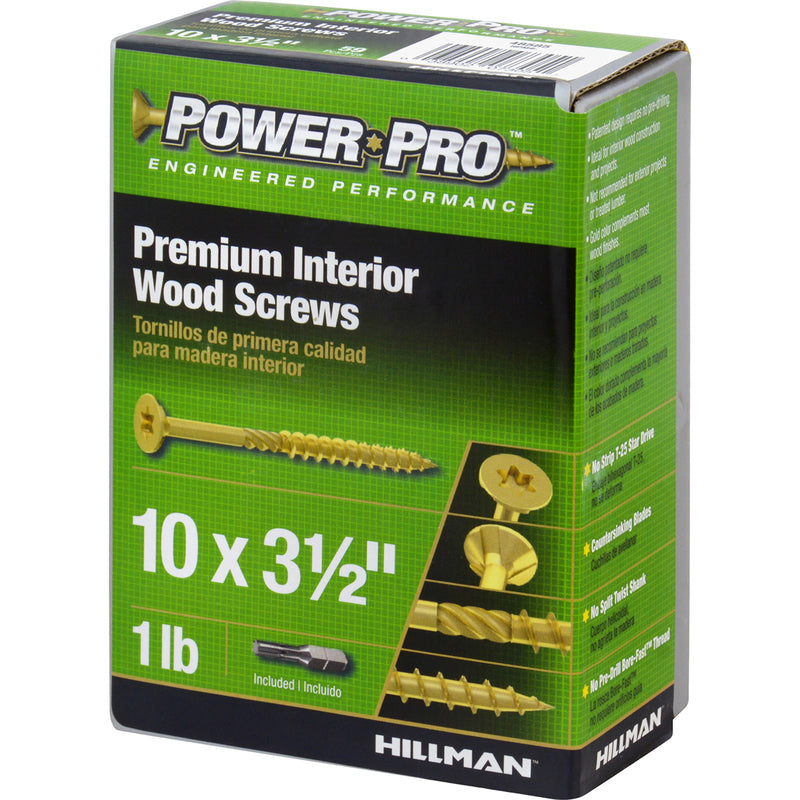 Hillman Power Pro No. 10 X 3-1/2 in. L Star Wood Screws 1 lb