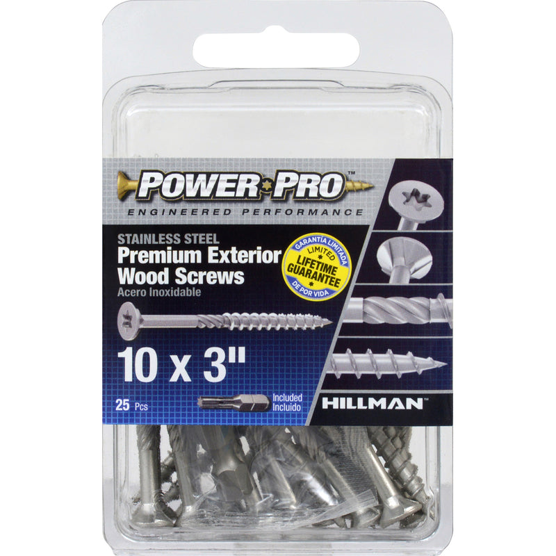 Hillman Power Pro No. 10 X 3 in. L Star Exterior Wood Screw 25 pk