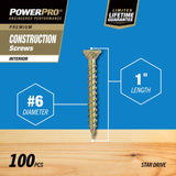 Hillman Power Pro No. 6 X 1 in. L Star Wood Screws 100 pk
