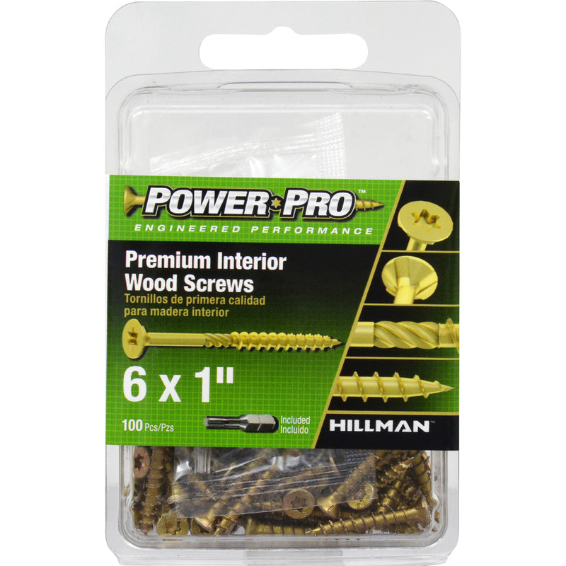 Hillman Power Pro No. 6 X 1 in. L Star Wood Screws 100 pk