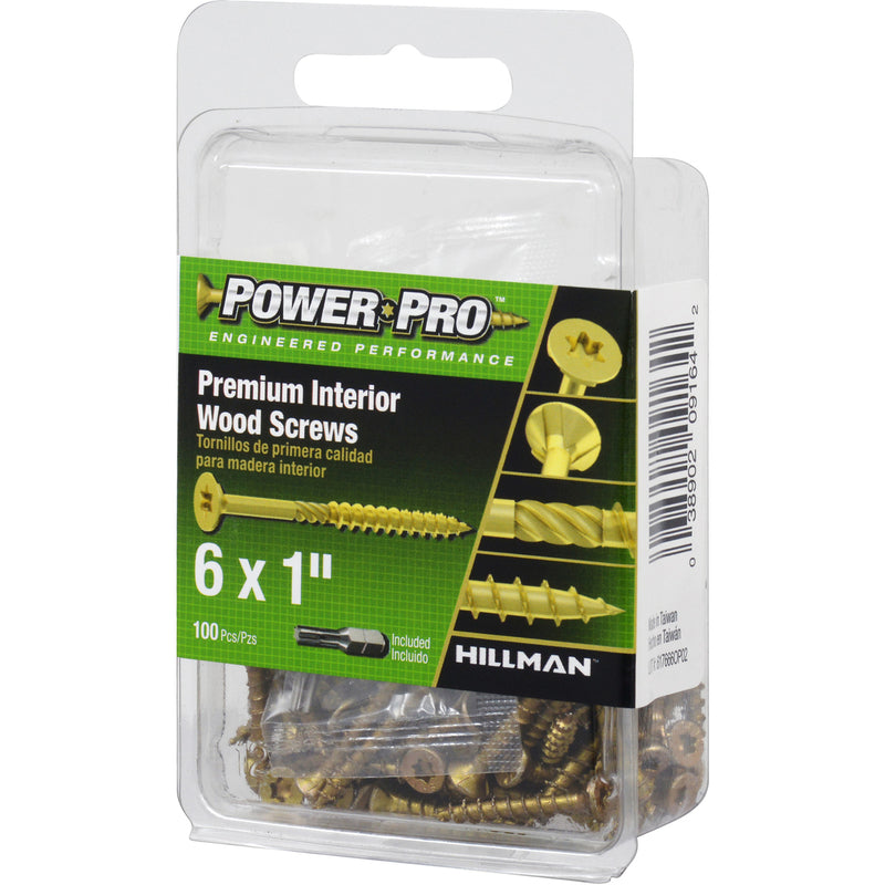 Hillman Power Pro No. 6 X 1 in. L Star Wood Screws 100 pk