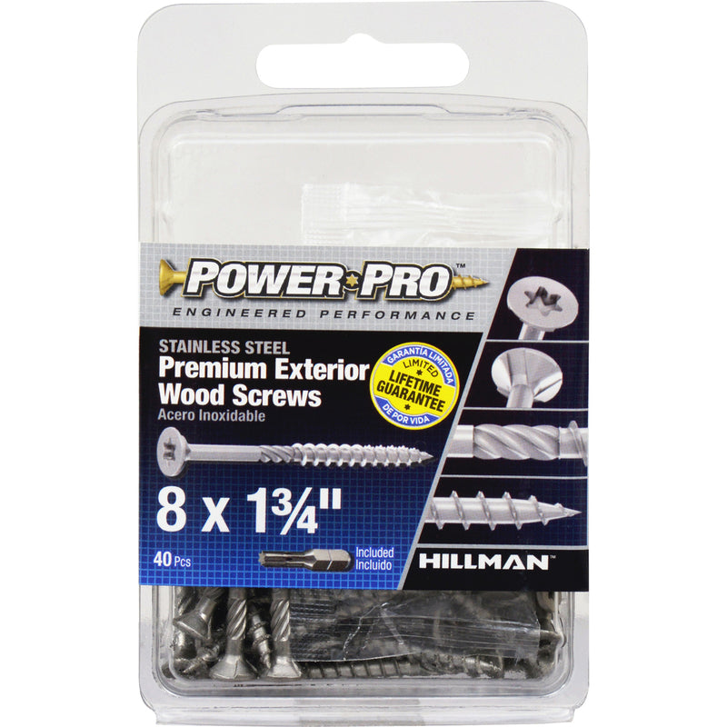 Hillman Power Pro No. 8 X 1-3/4 in. L Star Exterior Wood Screw 40 pk