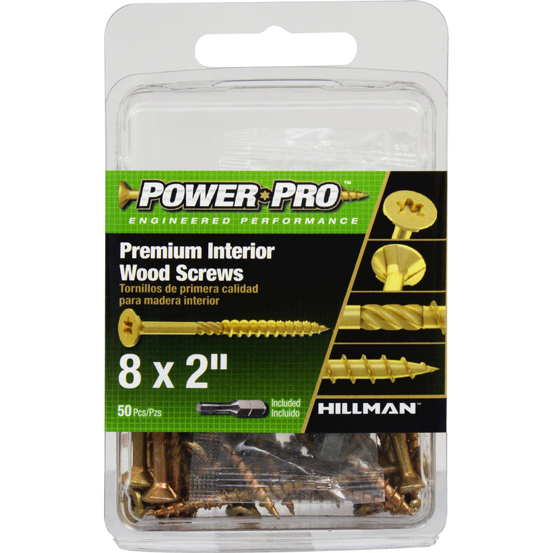 Hillman Power Pro No. 8 X 2 in. L Star Wood Screws 50 pk