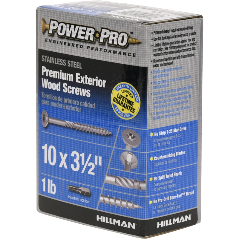 Hillman Power Pro No. 10 X 3-1/2 in. L Star Flat Head Exterior Deck Screws 1 lb