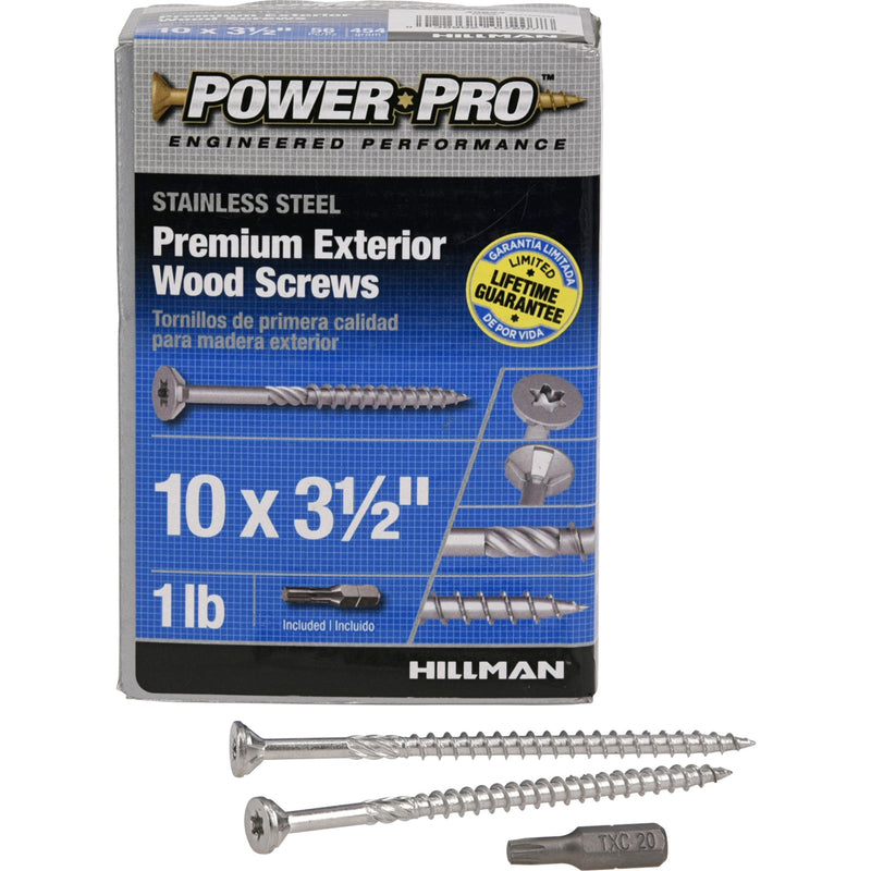 Hillman Power Pro No. 10 X 3-1/2 in. L Star Flat Head Exterior Deck Screws 1 lb