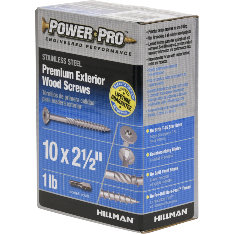 Hillman Power Pro No. 10 X 2-1/2 in. L Star Flat Head Exterior Deck Screws 1 lb