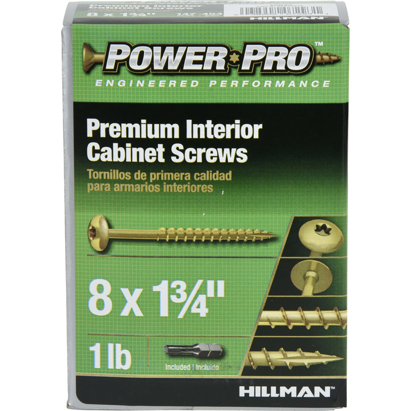 Hillman Power Pro No. 8 X 1-3/4 in. L Star Cabinet Screws 1 lb