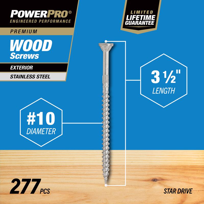 Hillman Power Pro No. 10 X 3-1/2 in. L Star Flat Head Exterior Deck Screws 5 lb