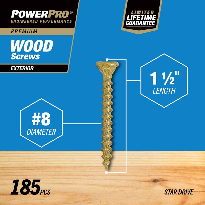 Hillman Power Pro No. 8 X 1-1/2 in. L Star Exterior Wood Screw 1 lb