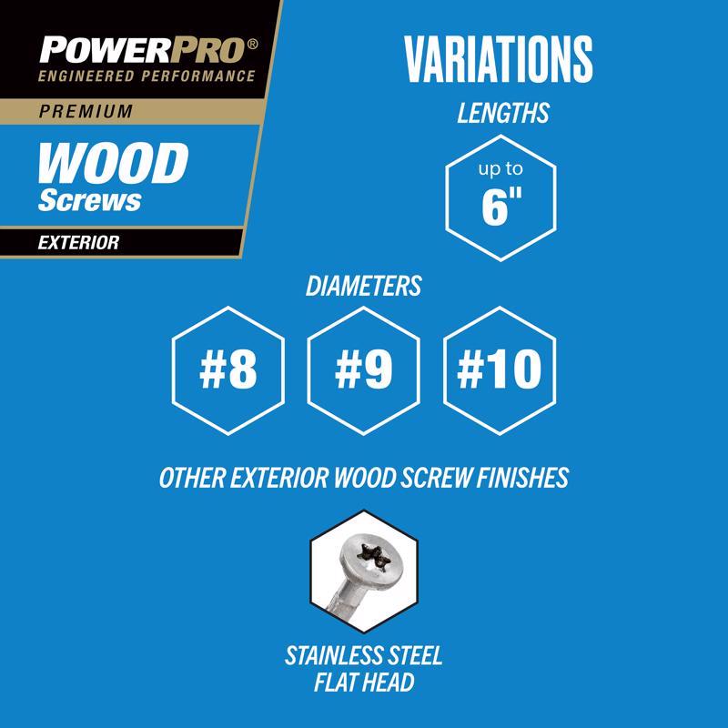 Hillman Power Pro No. 8 X 1-1/2 in. L Star Exterior Wood Screw 1 lb