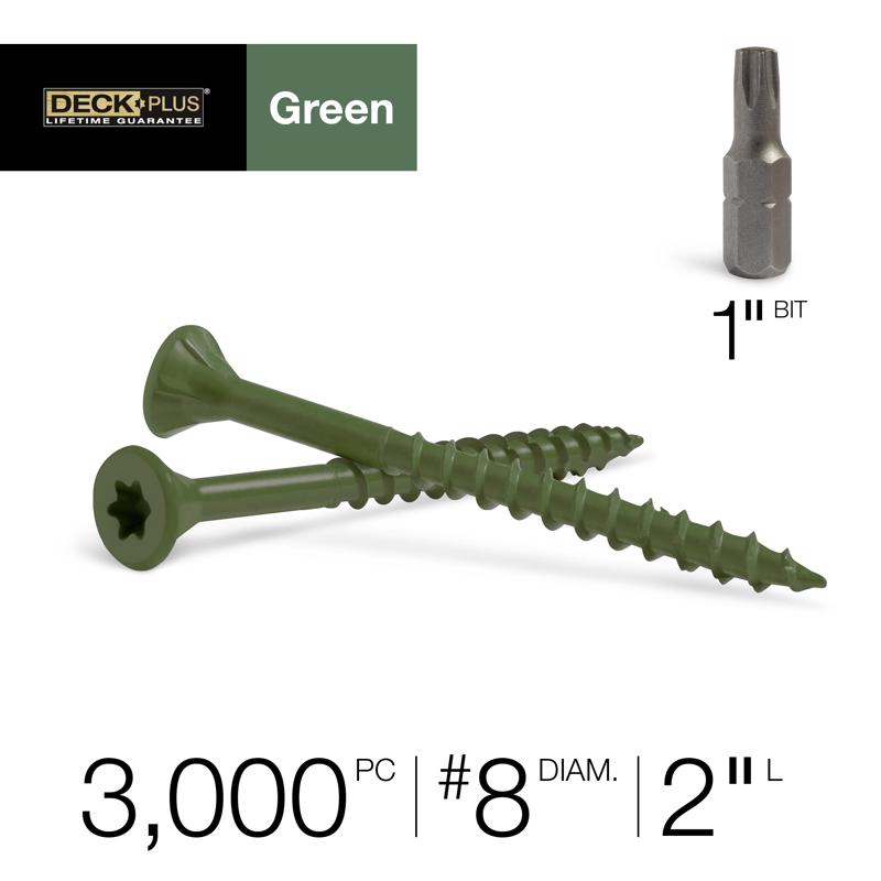 Deck Plus No. 8 X 2 in. L Green Star Flat Head Exterior Deck Screws 25 lb