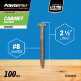 Hillman Power Pro No. 8 X 2-1/2 in. L Star Cabinet Screws 1 lb