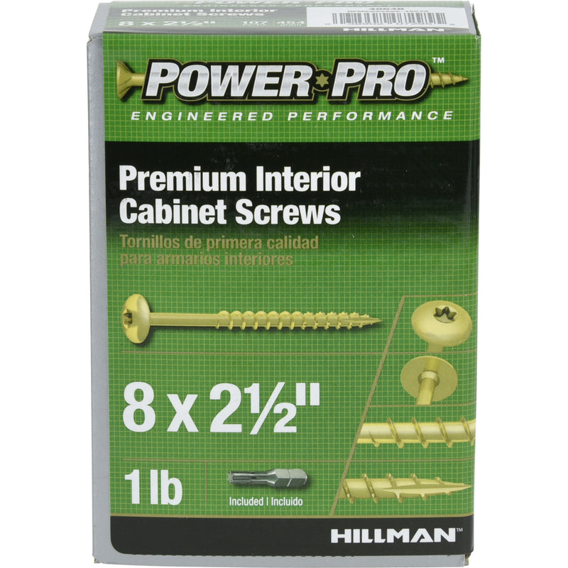 Hillman Power Pro No. 8 X 2-1/2 in. L Star Cabinet Screws 1 lb