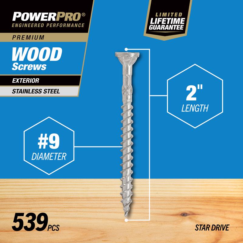 Hillman Power Pro No. 9 X 2 in. L Star Flat Head Exterior Deck Screws 5 lb