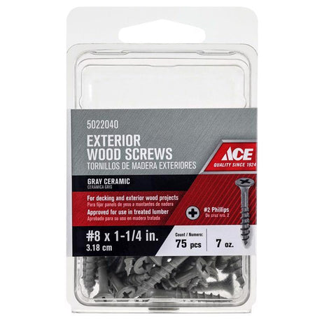 WOOD SCREWS 8X1.25" ACE