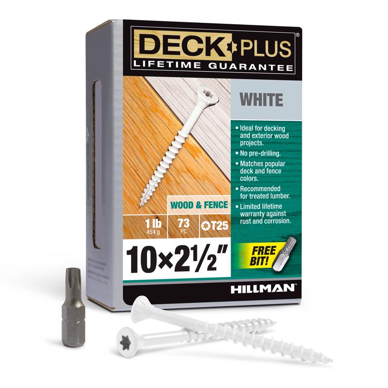 Deck Plus No. 10 X 2-1/2 in. L White Star Flat Head Exterior Deck Screws 1 lb
