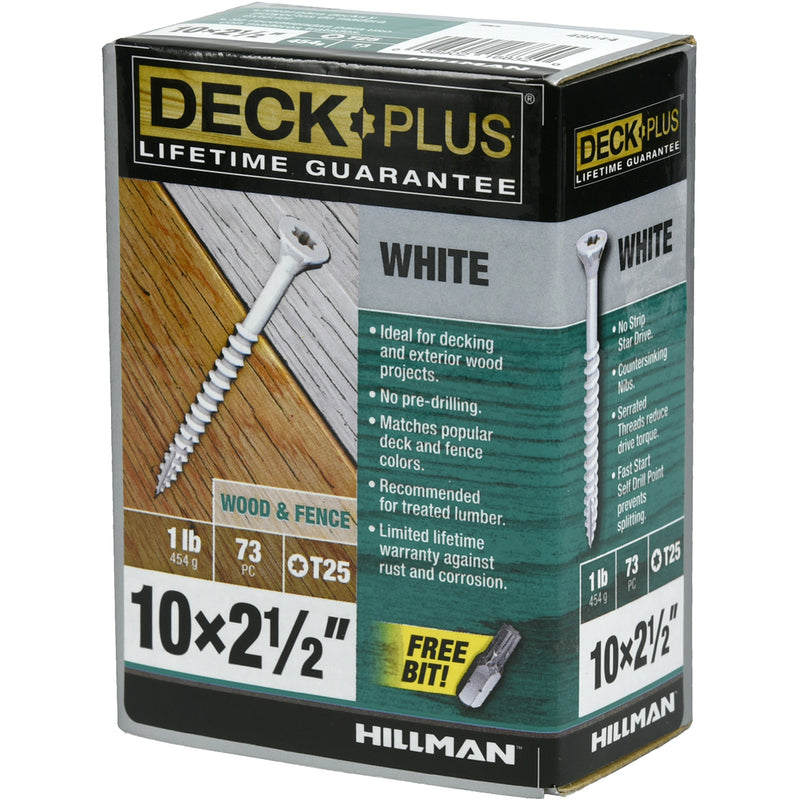 Deck Plus No. 10 X 2-1/2 in. L White Star Flat Head Exterior Deck Screws 1 lb