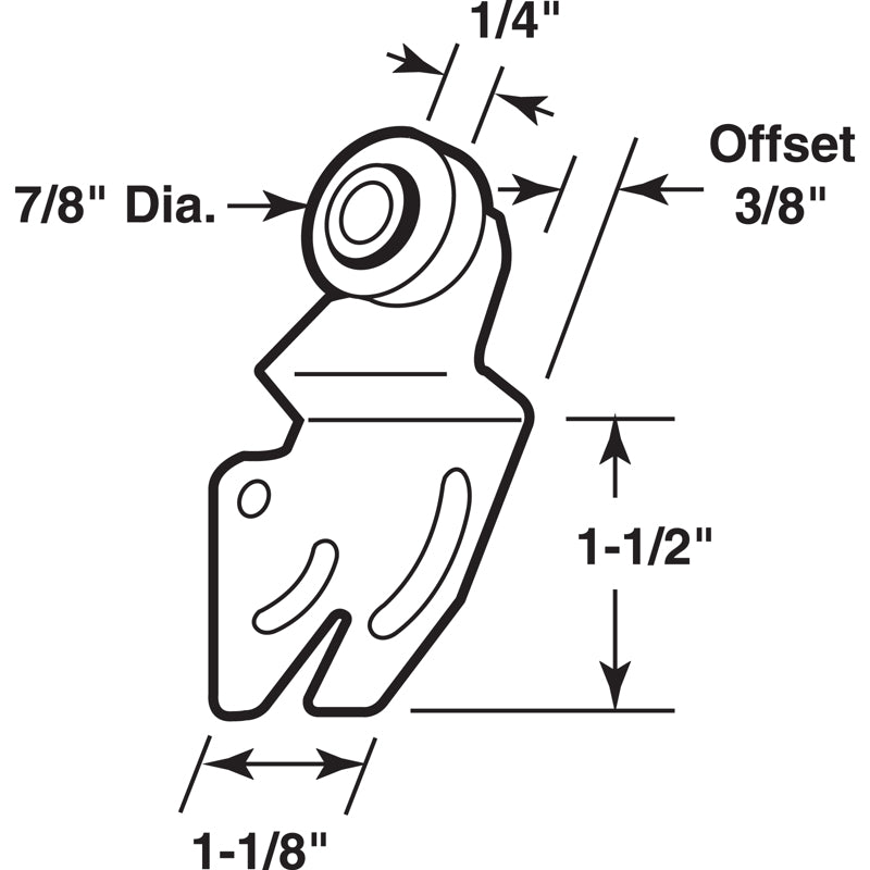 Prime-Line 7/8 in. D X 1/4 in. L Mill Nylon/Steel Roller Assembly 2 pk