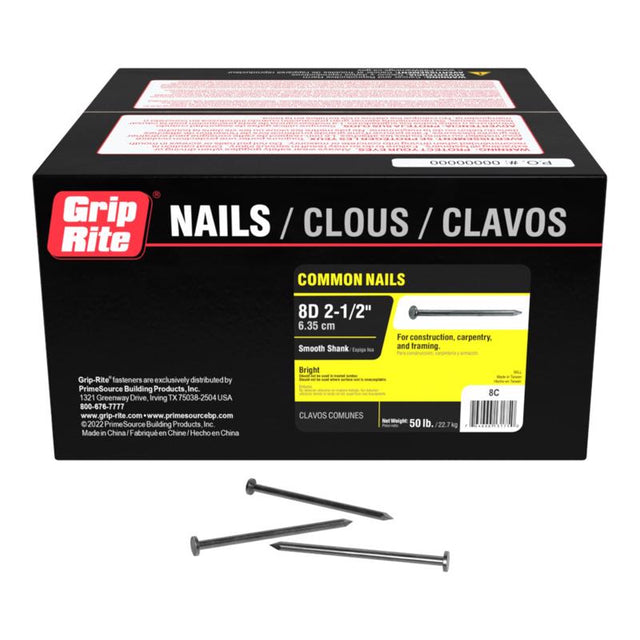 NAIL CMN BRT 8DX2.5" 50#