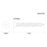 Grip-Rite 3/16 in. wire X 1-3/4 in. L Phillips Flat Head Concrete Screws 100 pk