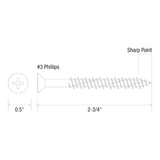 Grip-Rite 1/4 in. wire X 2-3/4 in. L Phillips Flat Head Concrete Screws 100 pk