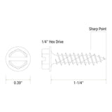 Grip-Rite 3/16 in. wire X 1-1/4 in. L Slotted Hex Washer Head Concrete Screws 100 pk