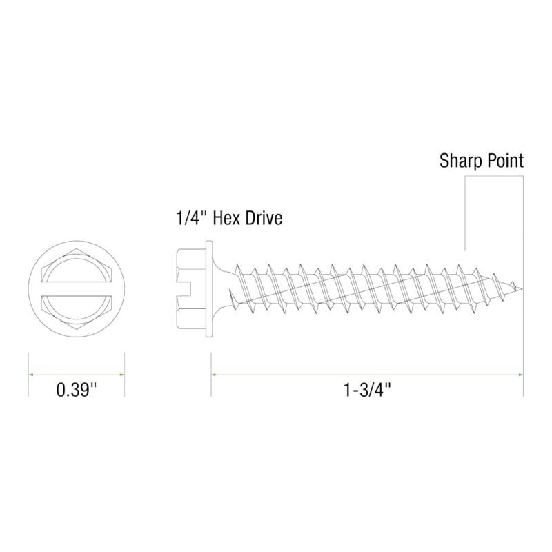 Grip-Rite 3/16 in. wire X 1-3/4 in. L Slotted Hex Washer Head Concrete Screws 100 pk