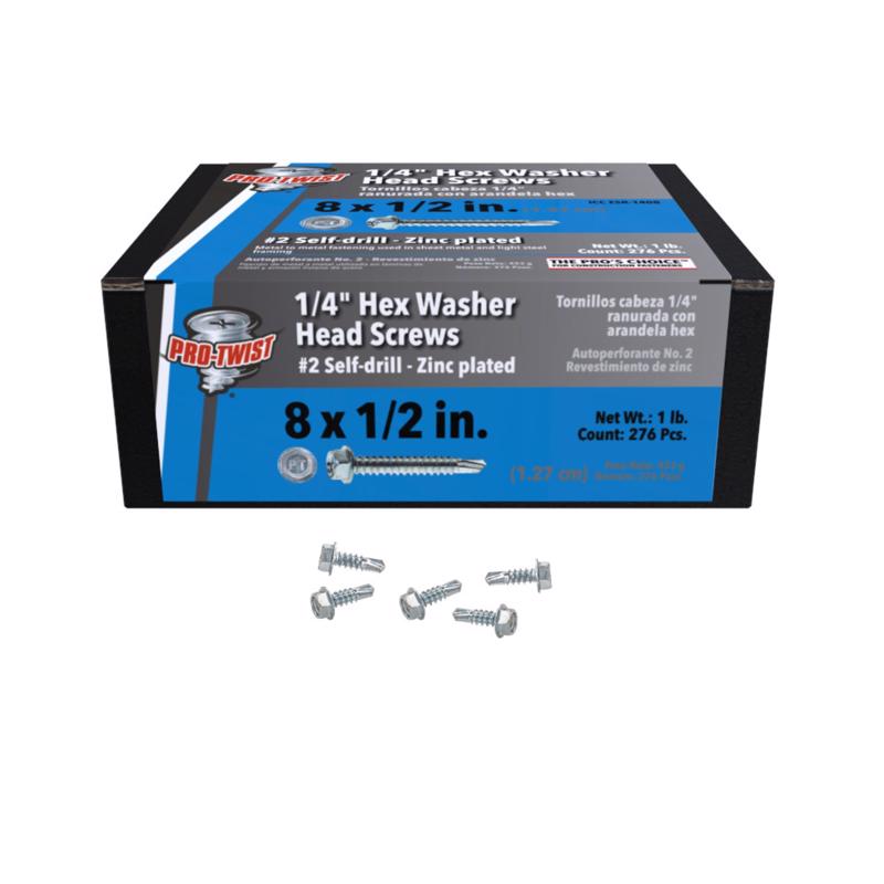 SCREW HEX WSHR 8X1/2" 1#