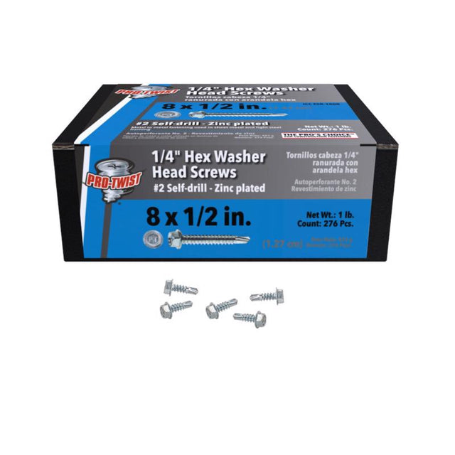SCREW HEX WSHR 8X1/2" 1#