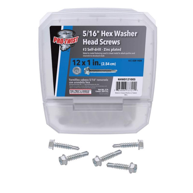 SCREW HEX WSHR 12X1" 5#