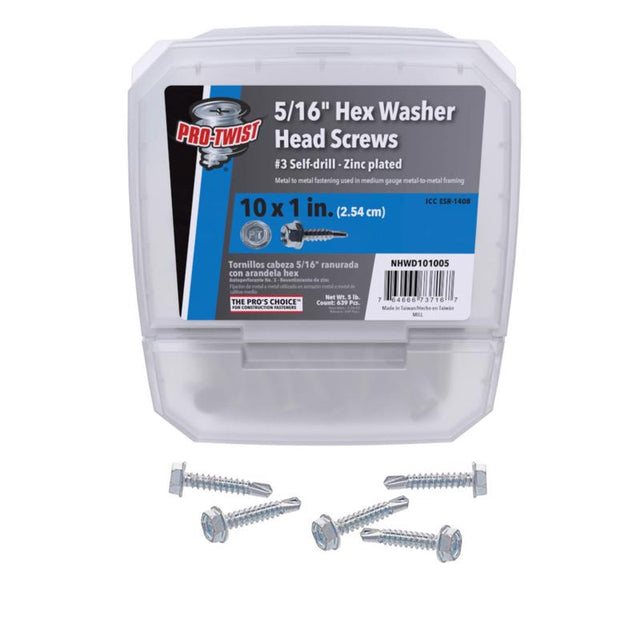 SCREW HEX WSHR 10X1" 5#