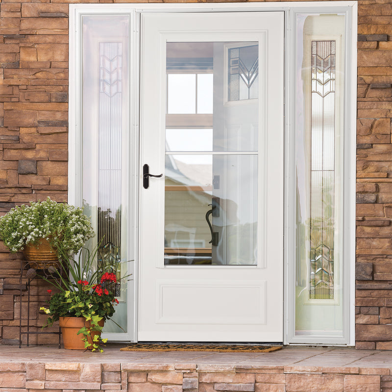 Larson 81 in. H X 32 in. W Vinyl/Wood White Mid-View Reversible Self-Storing Storm Door