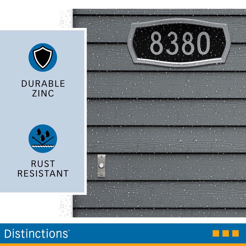 HILLMAN Distinctions Black Die-Cast Zinc Heritage Address Plate