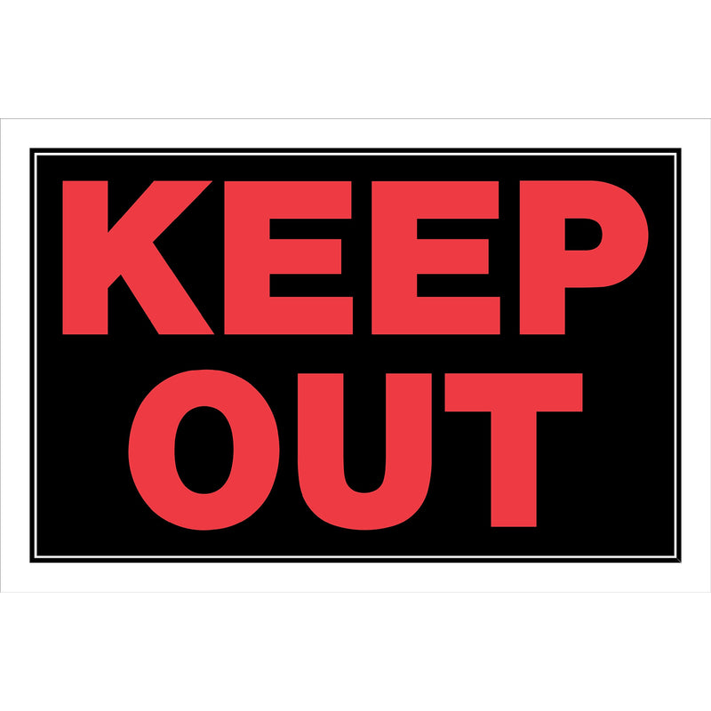 KEEP OUT SIGN BLK 8X12"