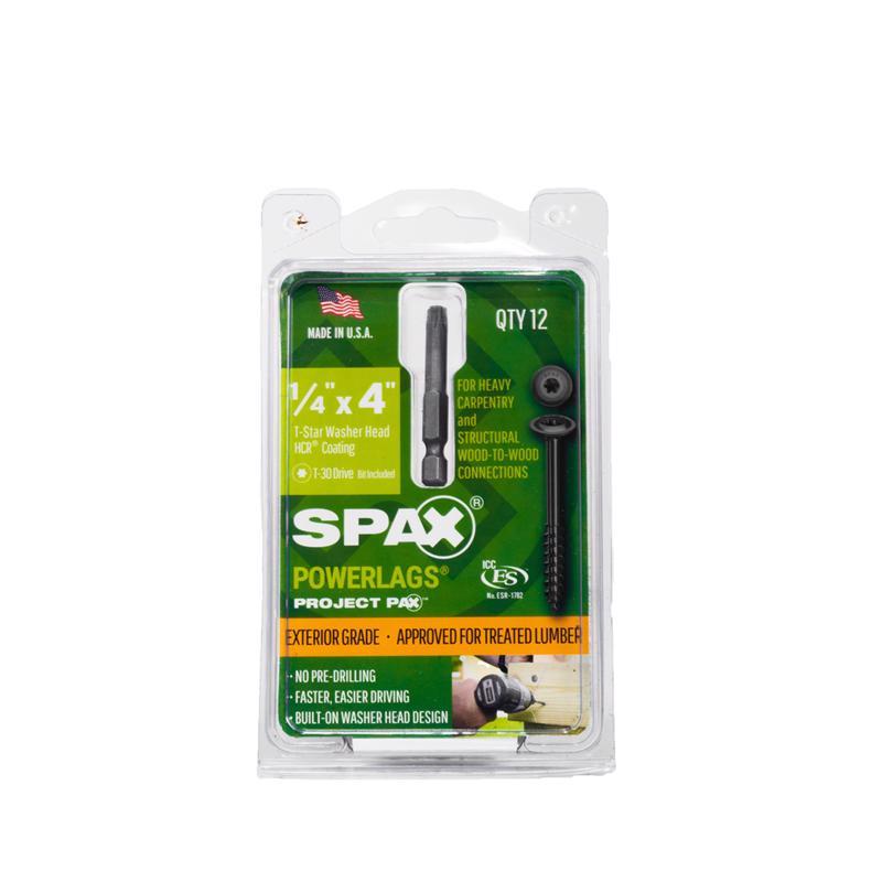 SPAX PowerLag 1/4 in. in. X 4 in. L T-30 Washer Head Structural Screws 12 pk