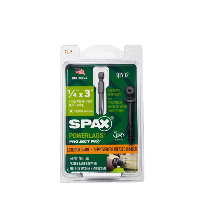SPAX PowerLag 1/4 in. in. X 3 in. L T-30 Washer Head Structural Screws 12 pk