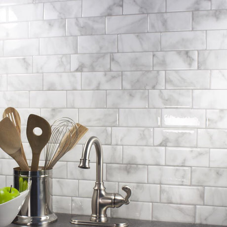 Smart Tiles 8.38 in. W X 11.56 in. L Gray/White Mosaic Vinyl Adhesive Wall Tile 4 pc