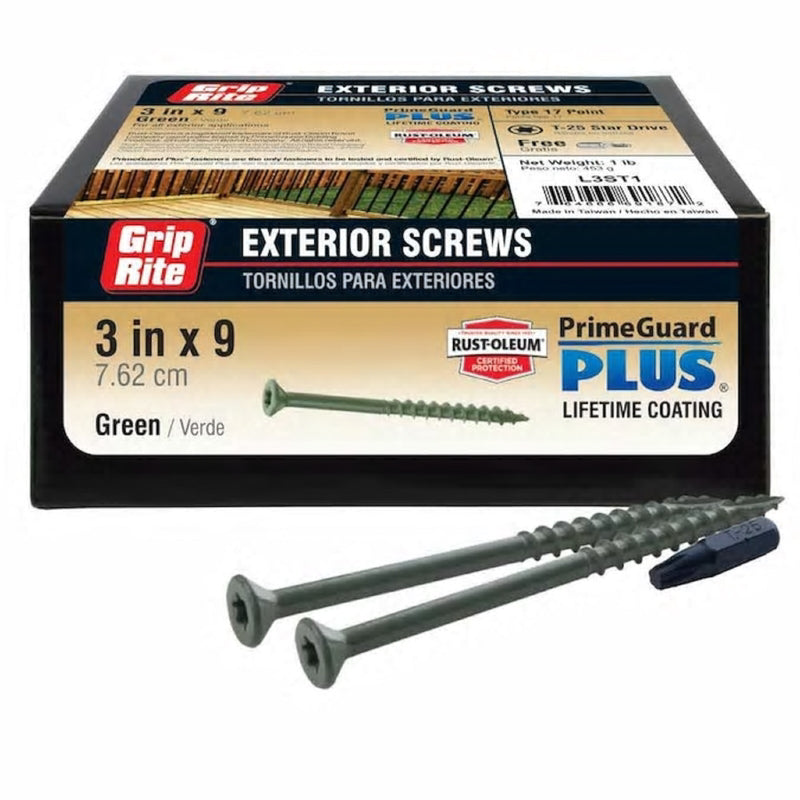 Grip-Rite PrimeGuard Plus 3 in. L Green Star Bugle Head Deck Screws 1 lb 73 pk