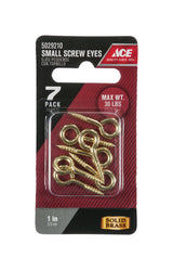 Ace 1/8 in. D X 1 in. L Polished Brass Screw Eye 30 lb. cap. 7 pk