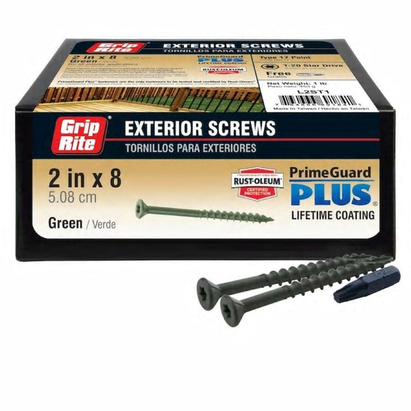 Grip-Rite PrimeGuard Plus No. 8 wire X 2 in. L Green Star Bugle Head Deck Screws 1 lb 72 pk