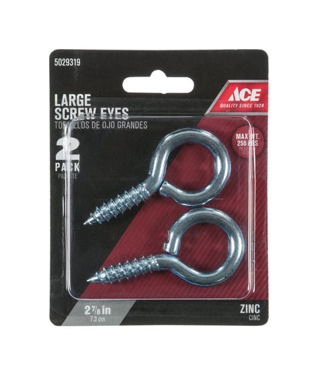 Ace 3/8 in. D X 2-7/8 in. L Zinc-Plated Steel Screw Eye 250 lb. cap. 2 pk