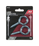 Ace 3/8 in. D X 2-7/8 in. L Zinc-Plated Steel Screw Eye 250 lb. cap. 2 pk