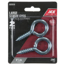 Ace 3/8 in. D X 2-7/8 in. L Zinc-Plated Steel Screw Eye 250 lb. cap. 2 pk