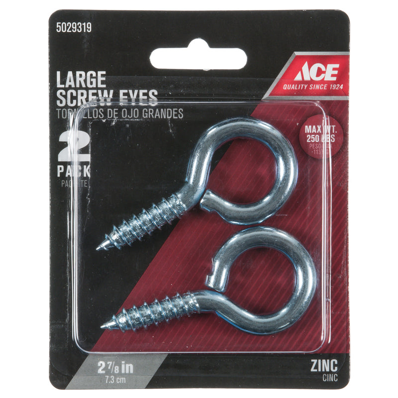 Ace 3/8 in. D X 2-7/8 in. L Zinc-Plated Steel Screw Eye 250 lb. cap. 2 pk