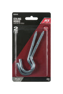 Ace Small Zinc-Plated Silver Steel 4.5625 in. L Ceiling Hook 160 lb 2 pk